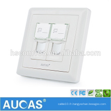 Cat5e réseau RJ45 téléphone RJ11 double face faceplate / systimax cat6 UK style style américain plaque murale